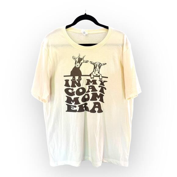 'In My Goat Mom Era' Off-White Ladies T-Shirt | Sz XL | NWOT | Bella Canvas - Picture 1 of 4